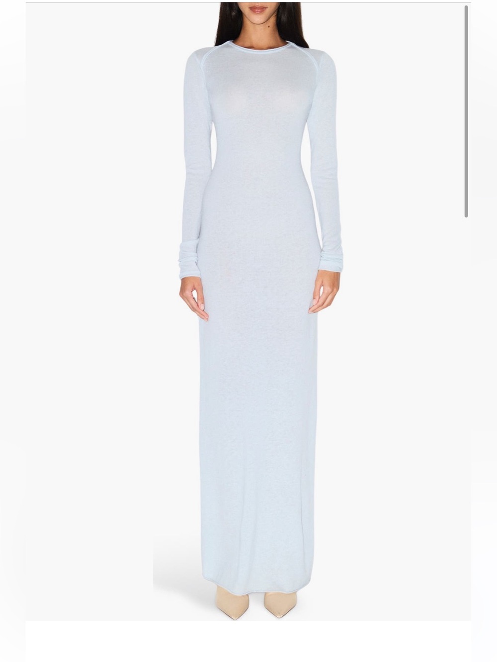 NWT Skims Featherweight Cashmere Long Sleeve Maxi Dress in Pearl Size L